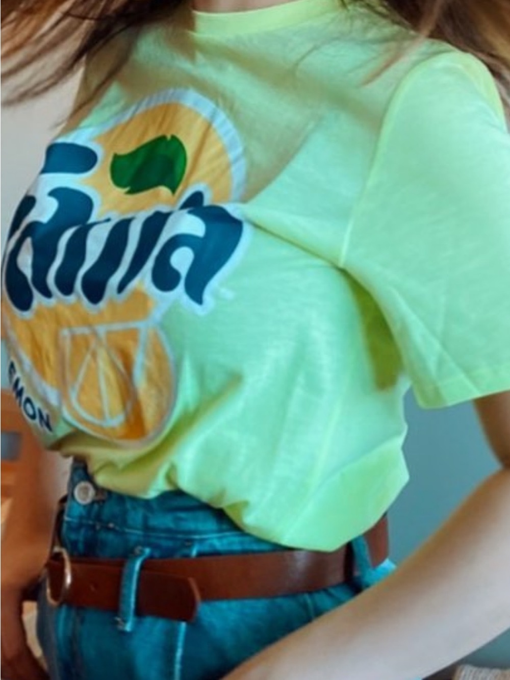 Fanta H&M Neon Lime Graphic Short Sleeve Tee
